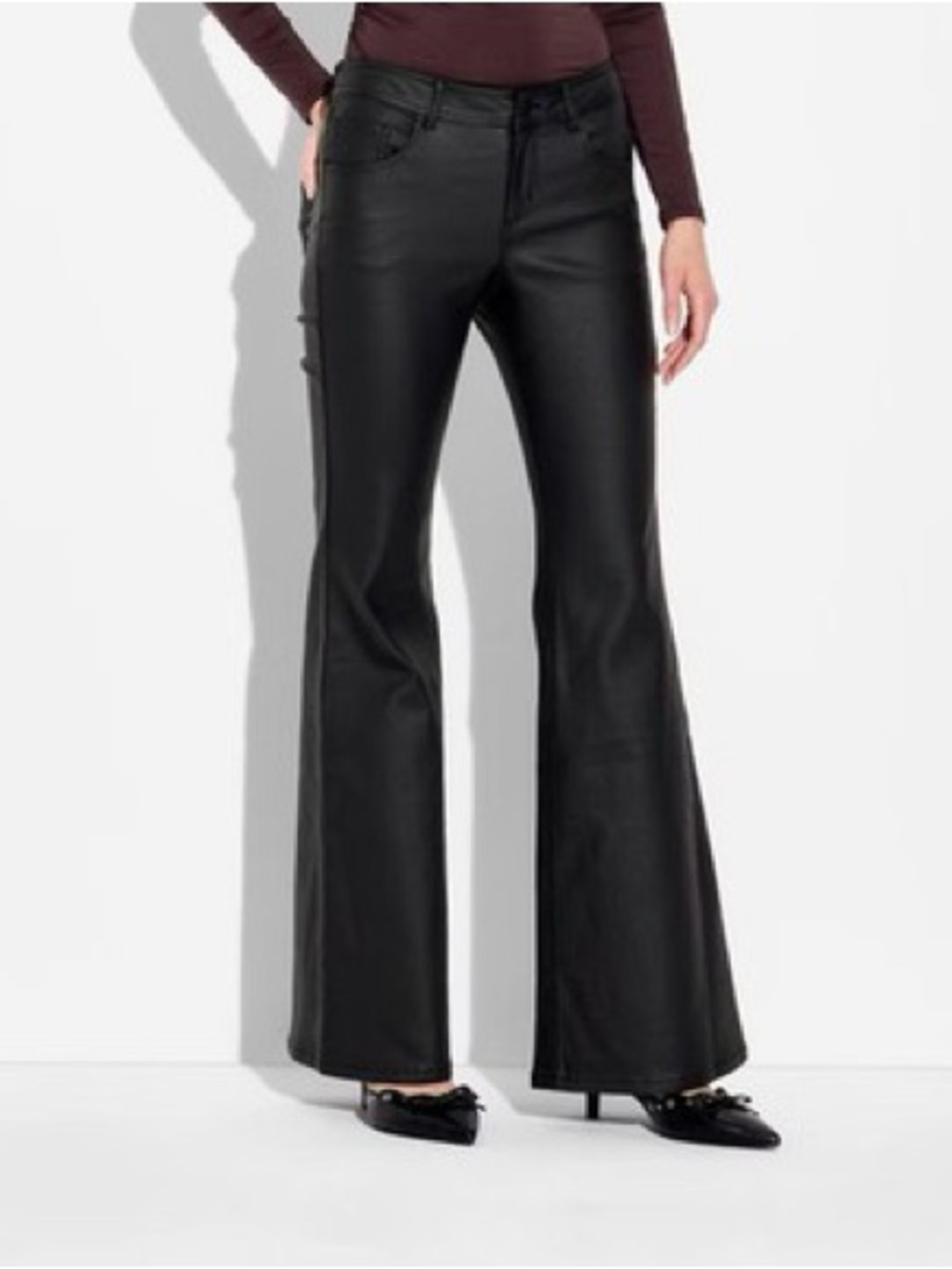 NWT Women's Wild Fable Faux Leather Flare Pants - Black M y2k retro 90s